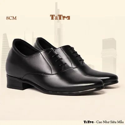 [8CM] Giày Cao Nam S1062 Đen Trơn - Cao Bí Mật Từ Bên Trong