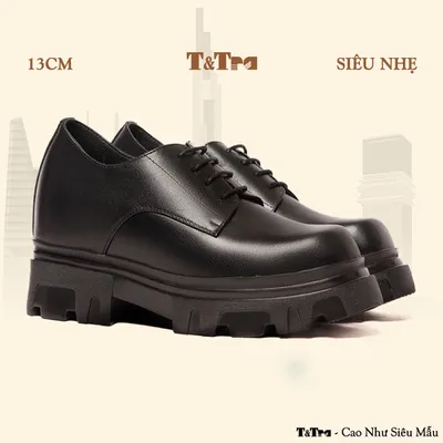 [13CM] Giày Đế Cao Nam T168 Đen - Nhẹ Hơn và Ít Dốc Hơn