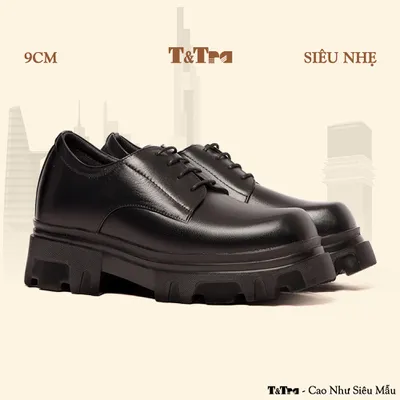 [9CM] Giày Cao Nam T168 Đen - Nhẹ Hơn và Ít Dốc Hơn