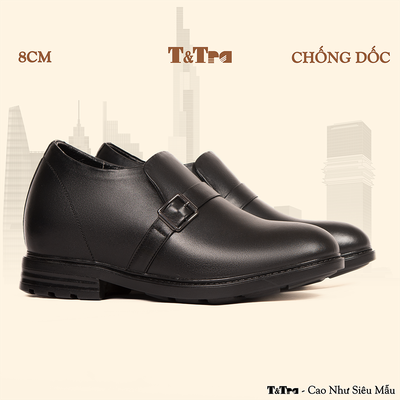 [8CM] Giày Độn Nam T80 Đen - Ít Dốc Mang Thoải Mái Hơn