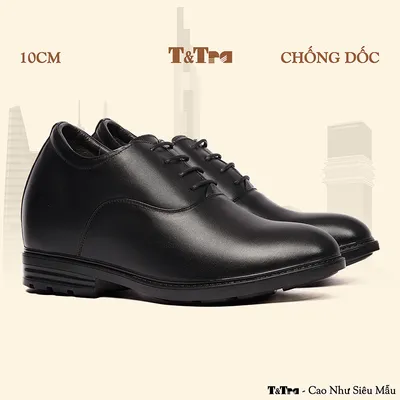 [10CM] Giày Độn Nam T98 Đen - Ít Dốc Mang Thoải Mái Hơn