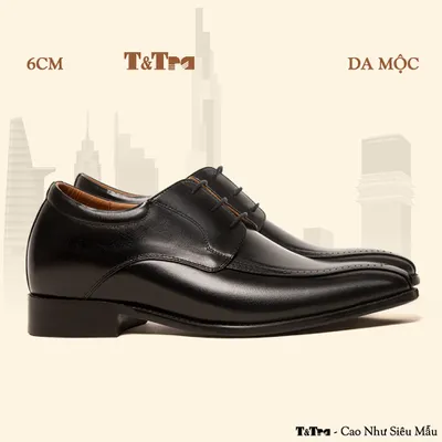 [ 6CM ] Giày Cao Nam A2000 Đen - Đánh Màu Thủ Công Patina