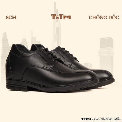[8CM] Giày Độn Nam T87 Đen - Ít Dốc Mang Thoải Mái Hơn