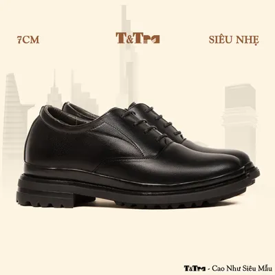 [7CM] Giày Cao Nam T141 Đen - Nhẹ Hơn và Ít Dốc Hơn