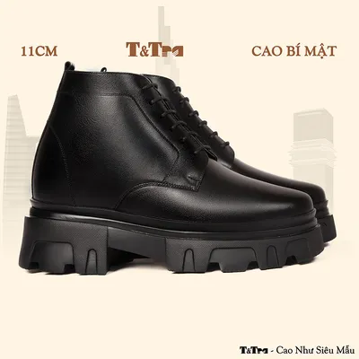 [11CM] Giày Tăng Chiều Cao Nam T112 Đen - Cao Bí Mật