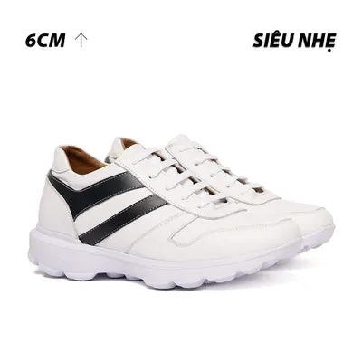 [6CM] Giày Cao Nam T220 Trắng - Nhẹ Hơn và Ít Dốc Hơn