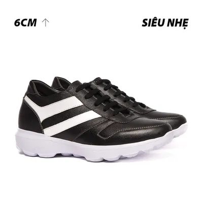 [6CM] Giày Cao Nam T220 Trắng Đen - Nhẹ Hơn và Ít Dốc Hơn