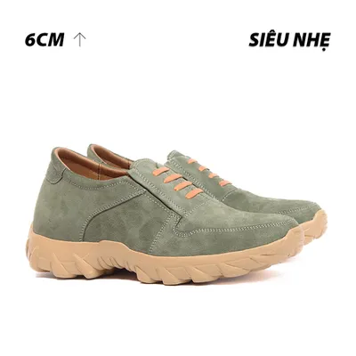 [6CM] Giày Cao Nam T160 Xanh Rêu - Nhẹ Hơn và Ít Dốc Hơn