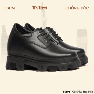 [13CM] Giày Tăng Chiều Cao Nam T167 Đen Sọc - Nhẹ Hơn và Ít Dốc Hơn