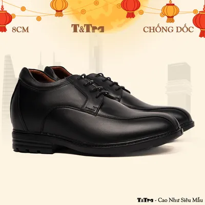 [8CM] Giày Độn Nam T87 Đen - Ít Dốc Mang Thoải Mái Hơn