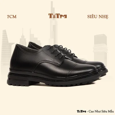 [7CM] Giày Độn Nam T121 Đen - Nhẹ Hơn và Ít Dốc Hơn
