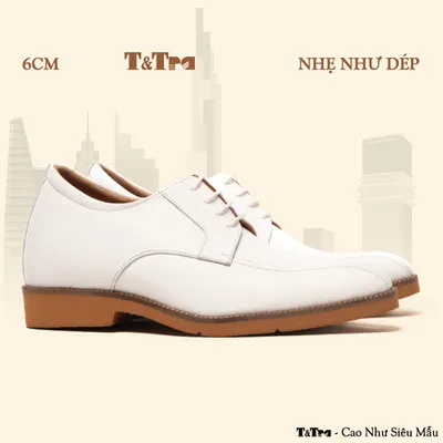 [6CM] Giày Tăng Chiều Cao Nam S1096 Trắng - Nhẹ Như Dép