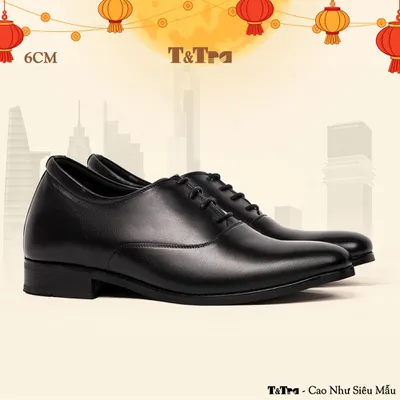 [6CM] Giày Cao Nam S1008 Đen - Cao Bí Mật Từ Bên Trong