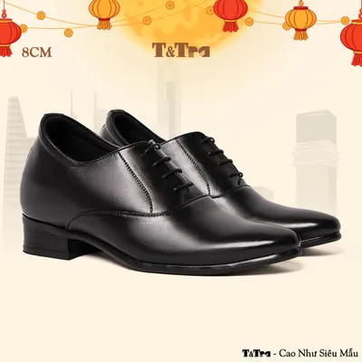 [8CM] Giày Cao Nam S1062 Đen Trơn - Cao Bí Mật Từ Bên Trong