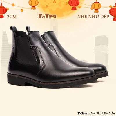 [7CM] Giày Cao Cổ Nam S1077 Đen - Nhẹ Như Dép
