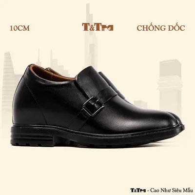 [10CM] Giày Độn Nam T90 Đen - Ít Dốc Mang Thoải Mái Hơn