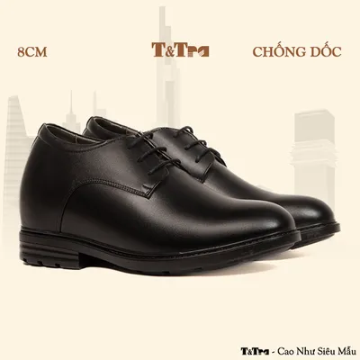 [8CM] Giày Độn Nam T82 Đen - Ít Dốc  Mang Thoải Mái Hơn