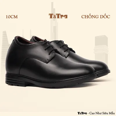 [10CM] Giày Độn Nam T92 Đen - Ít Dốc Mang Thoải Mái Hơn