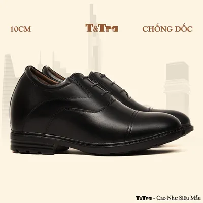 [10CM] Giày Độn Nam T96 Đen - Ít Dốc Mang Thoải Mái Hơn