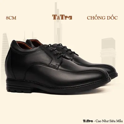 [8CM] Giày Độn Nam T87 Đen - Ít Dốc Mang Thoải Mái Hơn