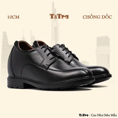 [10CM] Giày Độn Nam T97 Đen - Ít Dốc Mang Thoải Mái Hơn