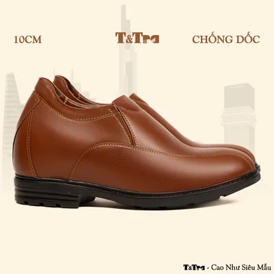[10CM] Giày Độn Nam T94 Nâu Bò - Ít Dốc Mang Thoải Mái Hơn