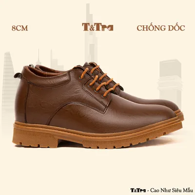 [8CM] Giày Nam Đế Cao T78 Nâu Vằn - Ít Dốc Mang Thoải Mái Hơn