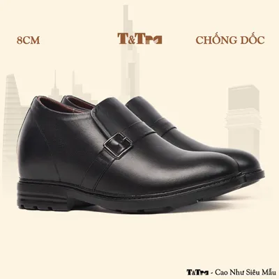 [8CM] Giày Độn Nam T80 Đen - Ít Dốc Mang Thoải Mái Hơn