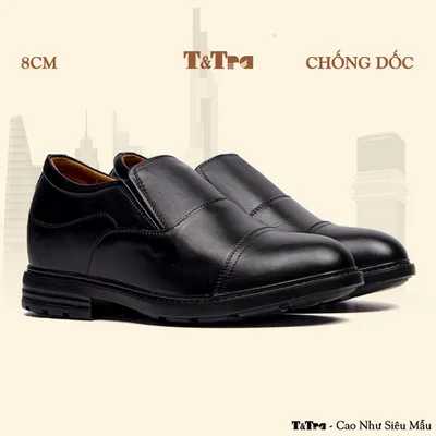 [8CM] Giày Độn Nam T76 Đen - Ít Dốc Mang Thoải Mái Hơn
