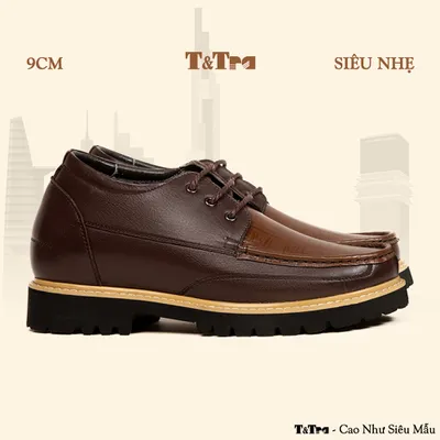 [9CM] Giày Cao Nam T123 Nâu Tối - Nhẹ Hơn và Ít Dốc Hơn