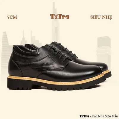 [7CM] Giày Độn Nam T137 Đen Sọc - Nhẹ Hơn và Ít Dốc Hơn
