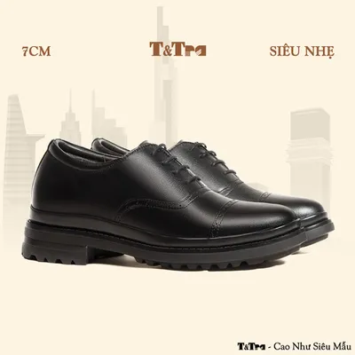 [7CM] Giày Cao Nam T122 Đen - Nhẹ Hơn và Ít Dốc Hơn