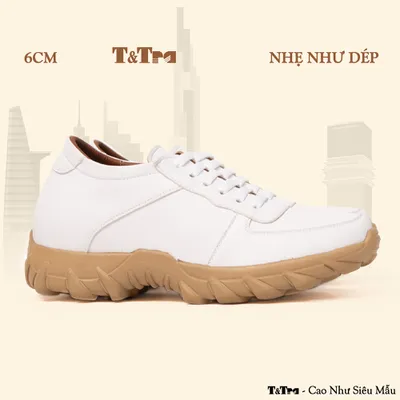 [6CM] Giày Cao Nam T150 Trắng - Nhẹ Hơn và Ít Dốc Hơn 