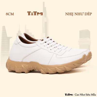 [8CM] Giày Cao Nam T150 Trắng - Nhẹ Hơn và Ít Dốc Hơn 