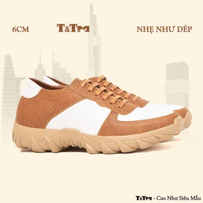 [6CM] Giày Cao Nam T150 Trắng Vàng - Nhẹ Hơn và Ít Dốc Hơn 