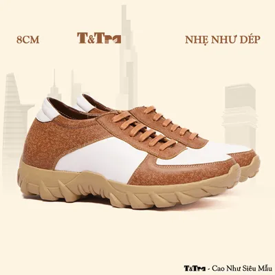 [8CM] Giày Cao Nam T150 Trắng Vàng - Nhẹ Hơn và Ít Dốc Hơn 