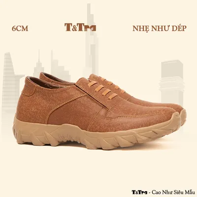 [ 6CM ] Giày Cao Nam T160 Vàng- Nhẹ Hơn và Ít Dốc Hơn