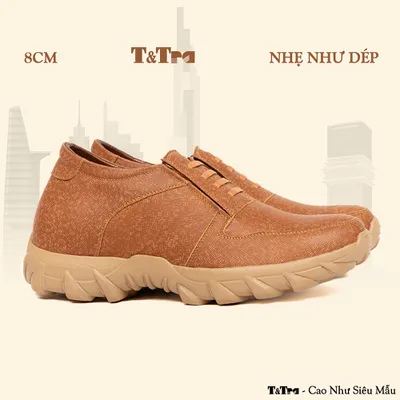 [8CM] Giày Cao Nam T160 Vàng - Nhẹ Hơn và Ít Dốc Hơn