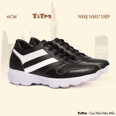 [6CM] Giày Cao Nam T220 Đen Trơn - Nhẹ Hơn và Ít Dốc Hơn