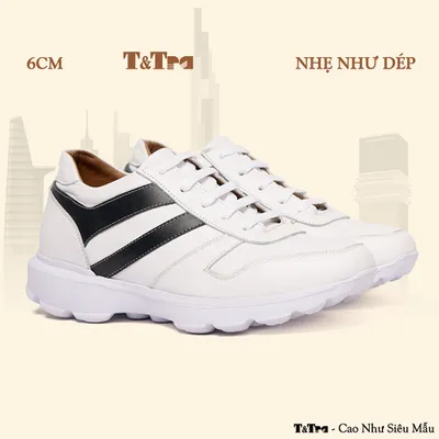 [6CM] Giày Cao Nam T220 Trắng - Nhẹ Hơn và Ít Dốc Hơn