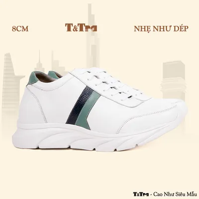 [8CM] Giày Cao Nam T229 Trắng - Nhẹ Hơn và Ít Dốc Hơn
