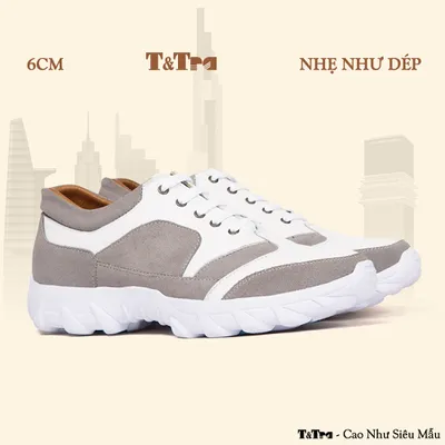 [6CM] Giày Cao Nam T304 Xám - Nhẹ Hơn và Ít Dốc Hơn