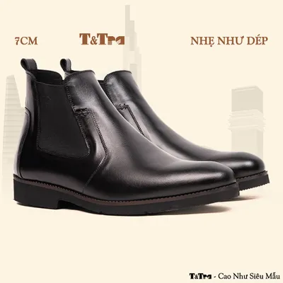 [7CM] Giày Cao Cổ Nam S1077 Đen - Nhẹ Như Dép
