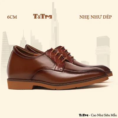 [ 6CM ] Giày Cao Nam S1096 Nâu Bò - Nhẹ Như Dép