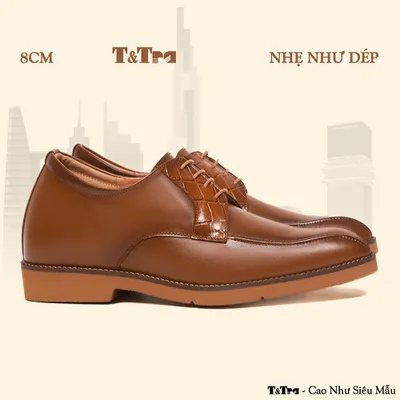 [ 8CM ] Giày Cao Nam S1096 Nâu Bò - Nhẹ Như Dép