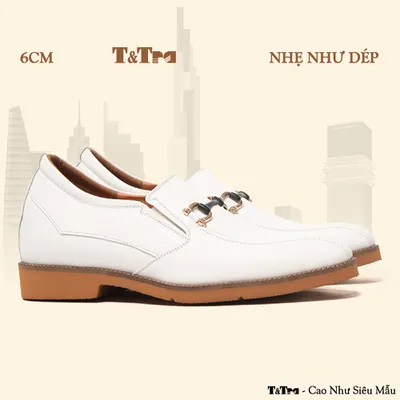 [6CM] Giày Cao Nam S1097 Trắng - Nhẹ Như Dép