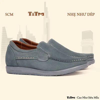 [ 5CM ] Giày Độn Nam T163 Xanh - Nhẹ Như Dép