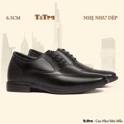 [6.5CM] Giày Cao Nam T401 Đen - Nhẹ Như Dép