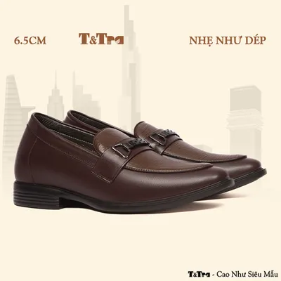 [6.5CM] Giày Cao Nam T402 Nâu Tối - Nhẹ Như Dép