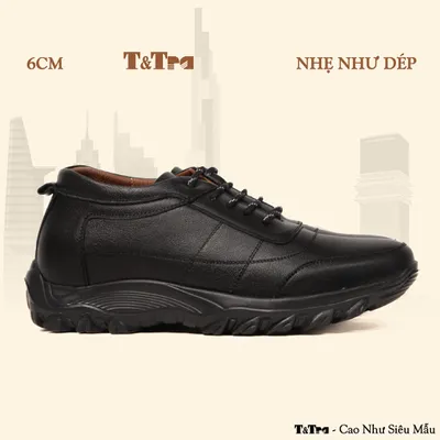 [6CM] Giày Đế Cao Nam T37 Đen - Nhẹ Hơn và Ít Dốc Hơn